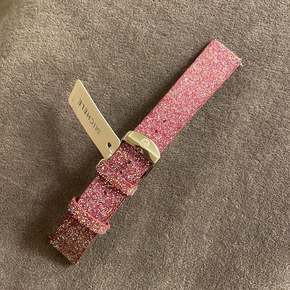 NWT Michele purple sparkly leather watch band